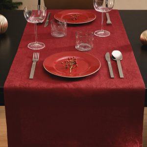 Jacquard linen floral table runner