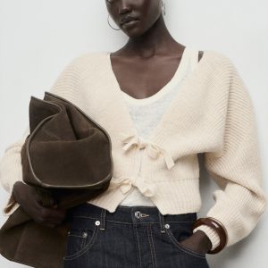 V-neck cardigan with bows