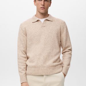 Knitted wool blend polo sweater