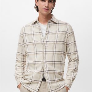 100% cotton flannel check overshirt