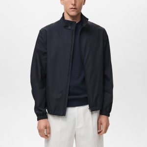 Cotton jacket with button collar
