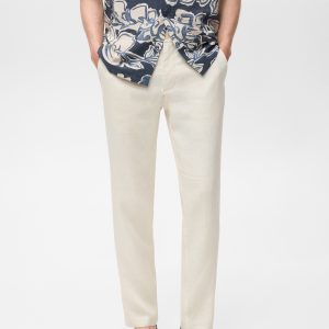 Slim-fit 100% linen pants