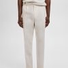 Slim-fit pleated linen pants