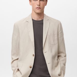 Slim fit linen suit blazer