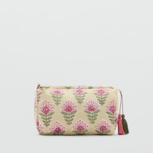 Textured cotton cosmetic bag