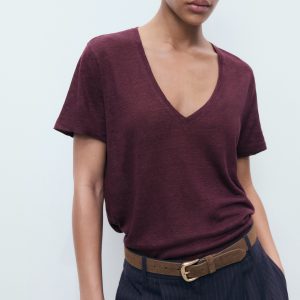 V-neck linen t-shirt