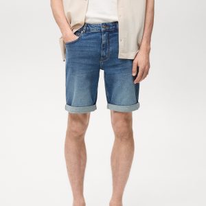 Slim-fit denim bermuda shorts