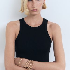 Ribbed cotton-blend top