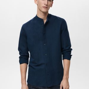 Mao collar linen shirt