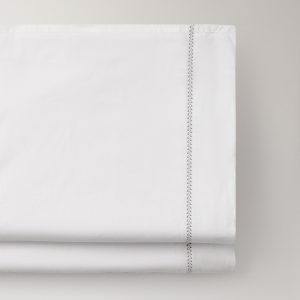 Washed cotton percale top sheet with zigzag stitching for 180/200 cm bed