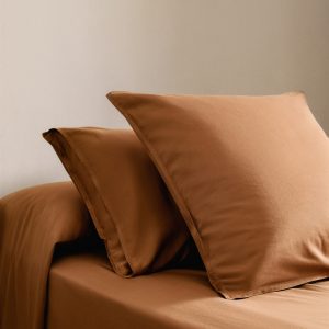 Two washed cotton satin pillowcases with double stitching 60x60 cm