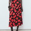 Floral-print flared skirt