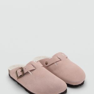 Sheepskin clogs with fur-effect lining