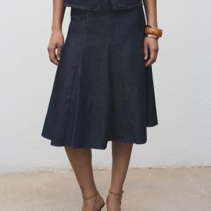 Pleated denim skirt