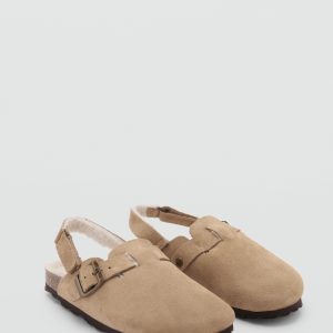 Sheepskin clogs with fur-effect lining