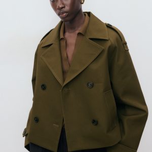 Oversized short double-breasted trench coat