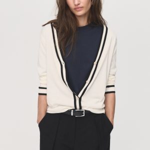 Cardigan with contrasting stripes