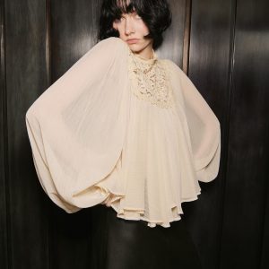 Lace combination blouse