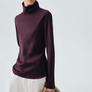 High collar satin blouse