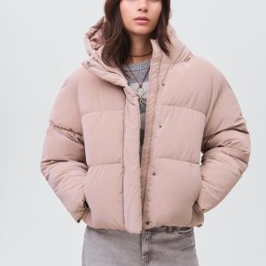 Waxed-effect padded anorak