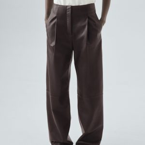 100% leather straight-leg pants