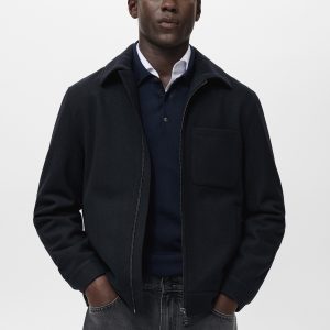 Wool-blend jacket with pocket