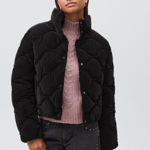 Waxed-effect padded anorak