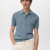 Knitted cotton polo shirt with lace pattern