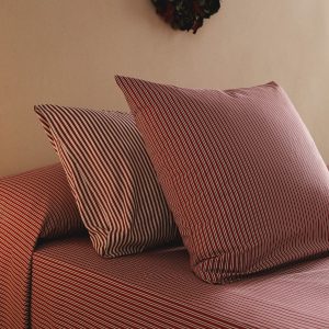 Reversible percale cotton striped pillowcase 50x75cm