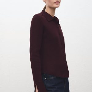 Cardigan with shirt collar