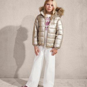 Metallic puffer jacket