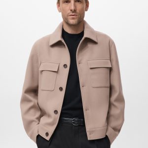 Wool jacket with lapel pockets