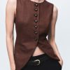 Wool-blend vest with buttons