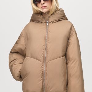 Short oversized anorak with hood