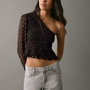 Asymmetrical lurex top