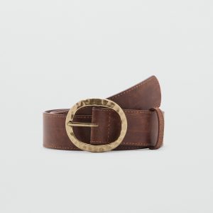 Textured belt with round buckle