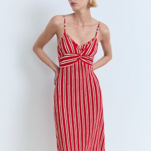 Striped gathered dress