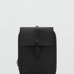 Rubberized backpack with flap closure