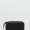 Contrast-strap pebbled cosmetic bag