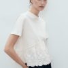 Embroidered ruffle t-shirt