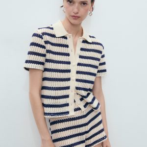 Striped crochet shorts