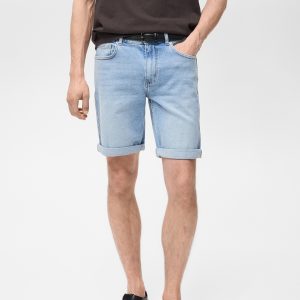 Slim-fit denim bermuda shorts
