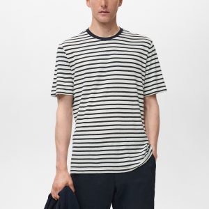 Striped slim-fit linen t-shirt