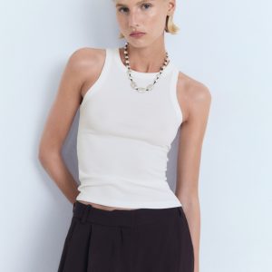 Ribbed cotton-blend top