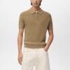 Knitted polo shirt with zipper and lace accents