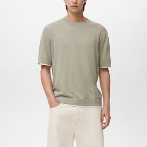 Contrasting cotton-blend T-shirt