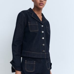 High-waisted denim shorts with pockets