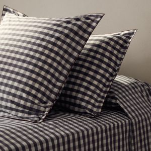 Two percale cotton gingham check pillowcases 60x60 cm