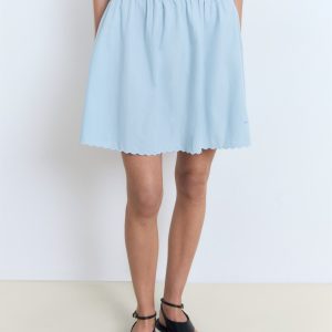 Embroidered skirt with scalloped hem