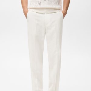 Straight-leg pants in a linen and lyocell blend